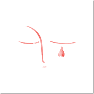 Sad face crying red love heart Posters and Art